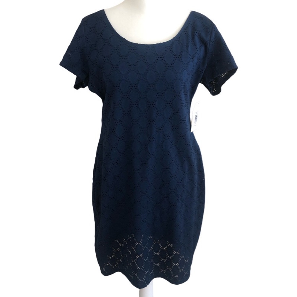 NWT Isaac Mizrahi Navy Dress Fully lined Size Large